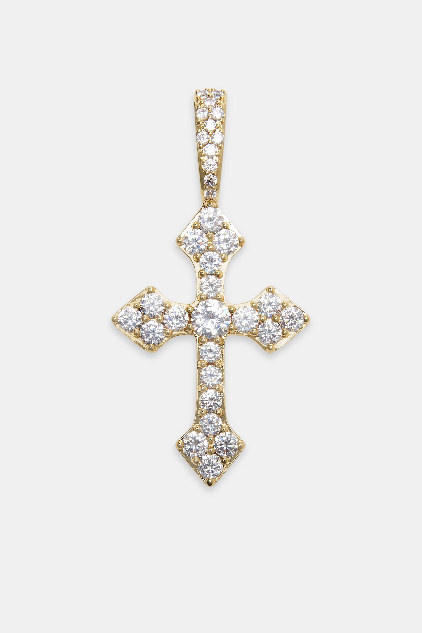 Iced 70 mm Keltisches Kreuz Anhänger + 5 mm Tenniskette - Gold